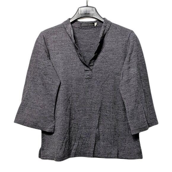 SUNHEE MOON 100% Wool Cropped 3/4 Sleeve Top L - Picture 6 of 6